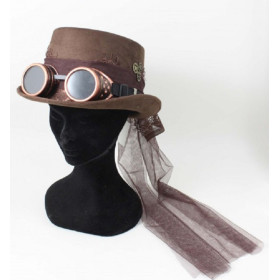 Capello Steampunk marrone con velo by P & G