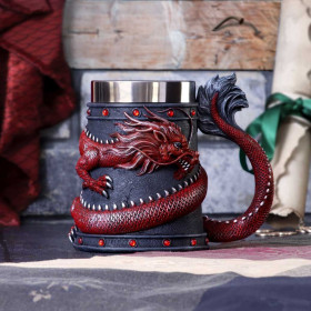 Boccale nero con drago rosso by Nemesis Now